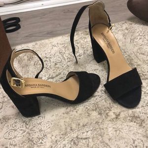 Black strappy sandal heels